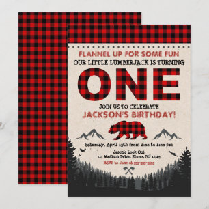 Lumberjack Geburtstag Einladung Buffalo Kariert