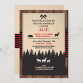 Lumberjack Geburtstag Einladung JEDES ALTER Roter (Vorne/Hinten)