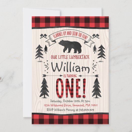 Lumberjack Geburtstag Einladung Lumberjack Party (Vorderseite)