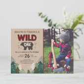 Lumberjack Geburtstag Einladung Wild One Forest (Stehend Vorderseite)