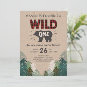 Lumberjack Geburtstag Einladung Wild One Forest (Stehend Vorderseite)