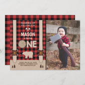 Lumberjack Geburtstag Einladung Woodland Kariert R (Vorne/Hinten)