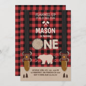 Lumberjack Geburtstag Einladung Woodland Kariert R (Vorne/Hinten)