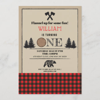 Lumberjack Geburtstagsparty 1. Rote Einladung
