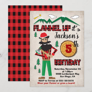 Lumberjack Geburtstagsparty Flannel Forest Einladung