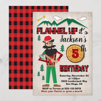 Lumberjack Geburtstagsparty Flannel Forest Einladung