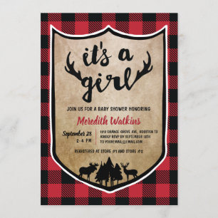 Lumberjack Girl Baby Dusche Einladung