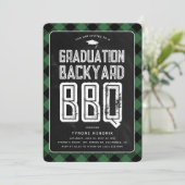 Lumberjack Green Kariert GRILLEN Graduation Party Einladung (Stehend Vorderseite)
