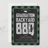 Lumberjack Green Kariert GRILLEN Graduation Party Einladung (Vorderseite)