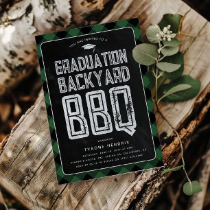 Lumberjack-Grüne-Karo-BBQ-Abschlussfeier Einladung