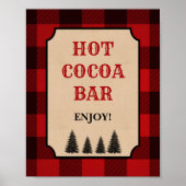 Lumberjack Hot Cocoa Bar Party Schild Rot Kariert (Vorne)
