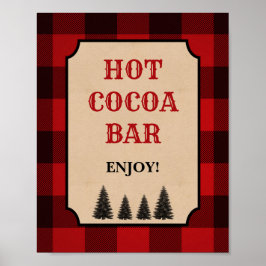 Lumberjack Hot Cocoa Bar Party Schild Rot Kariert