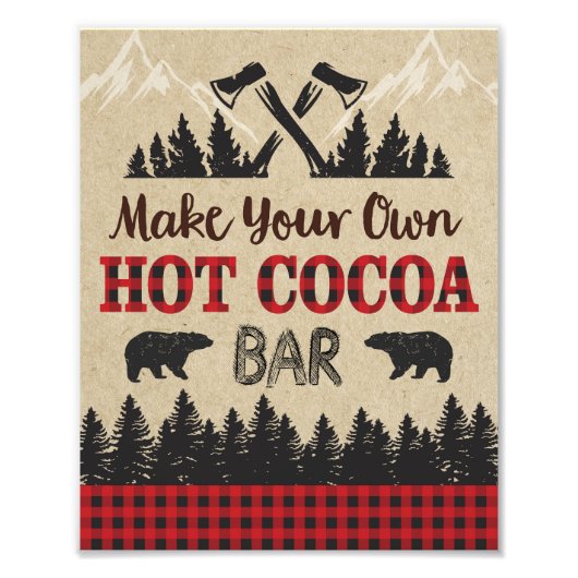 Lumberjack Hot Cocoa Bar Sign | 8x10 Print Fotodruck (Vorne)