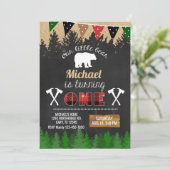 Lumberjack Junge Einladung zum 1. Geburtstag. (Stehend Vorderseite)