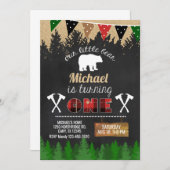Lumberjack Junge Einladung zum 1. Geburtstag. (Vorne/Hinten)