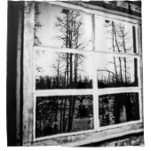 Lumberjack Kabine Fenster // B W Grainy Duschvorhang (Vorderseite)