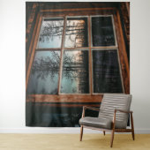 Lumberjack Kabine Fenster // Grainy Sunset Wandteppich (Beispiel)