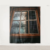 Lumberjack Kabine Fenster // Grainy Sunset Wandteppich (Vorderseite)