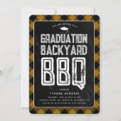 Lumberjack Kariert Backyard GRILLEN Graduation Par Einladung (Vorderseite)
