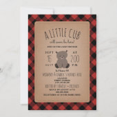 Lumberjack Kariert Bear Cub Kinderdusche Einladung (Vorderseite)
