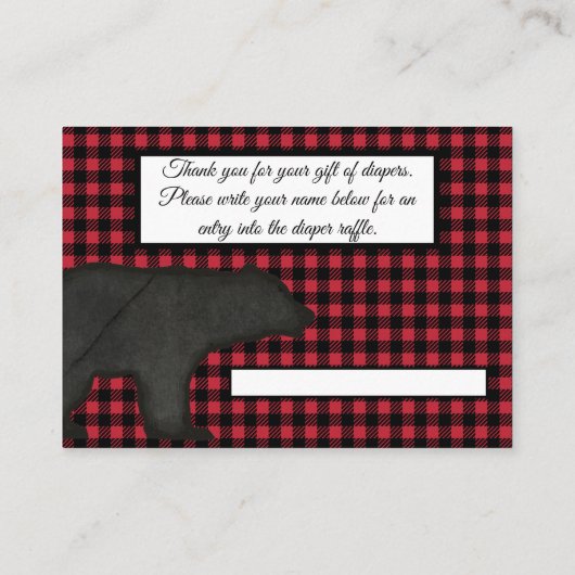 Lumberjack Kariert Black Bear Baby Boy Windelwürfe Begleitkarte (Rückseite)