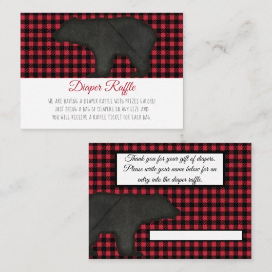 Lumberjack Kariert Black Bear Baby Boy Windelwürfe Begleitkarte (Vorne/Hinten)