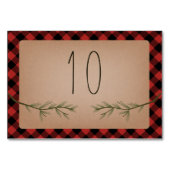 Lumberjack Kariert Evergreen Branches Wedding Tischnummer (Vorderseite)
