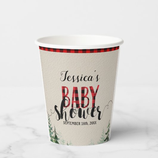 Lumberjack Karierter Gebirgswald Pappbecher (Rückseite)