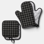 Lumberjack - Kariertes Muster 5a Ofenhandschuh & Topflappen-Set (Vorderseite/Rückseite)