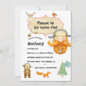 Lumberjack Kids Gingham Birthday Party Foto Einladung (Vorderseite)