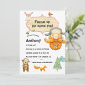 Lumberjack Kids Gingham Birthday Party Foto Einladung (Stehend Vorderseite)