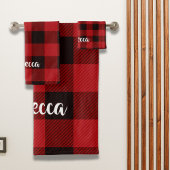 Lumberjack Land Weihnachten Roter Büffel kariert Badhandtuch Set