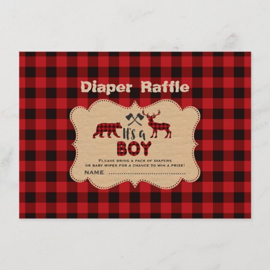 Lumberjack Little Junter Boy Diaper Raffle Ticket Begleitkarte (Vorderseite)