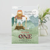 Lumberjack Mountains Buffalo Kariert 1. Geburtstag Einladung (Stehend Vorderseite)