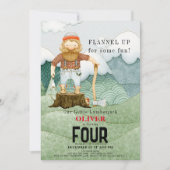 Lumberjack Mountains Buffalo Karierter Kindergebur Einladung (Vorderseite)