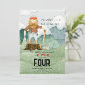 Lumberjack Mountains Buffalo Karierter Kindergebur Einladung (Stehend Vorderseite)