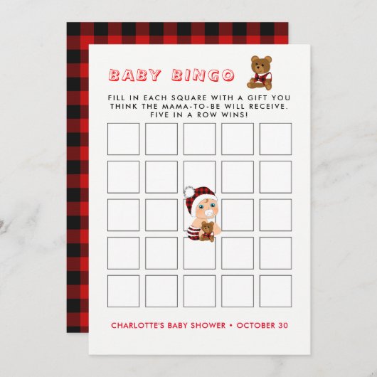 Lumberjack Niedlich Baby Dusche Baby Bingo Karten (Vorne/Hinten)