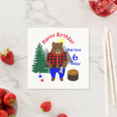 Lumberjack Niedlicher Bär Kariert Happy Geburtstag Serviette (Beispiel)