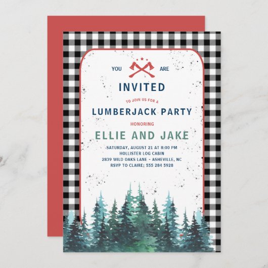 Lumberjack-Party Einladung (Vorne/Hinten)