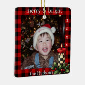 Lumberjack Plaid and Holiday Candle Photo Ornament (Rechts)