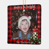 Lumberjack Plaid and Holiday Candle Photo Ornament (Links)