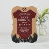Lumberjack Red Buffalo Baby Anzug Baby Dusche Einladung (Stehend Vorderseite)