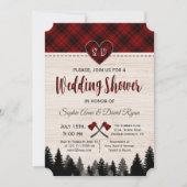 Lumberjack Red Buffalo Barn Wedding Couple Dusche Einladung (Vorderseite)