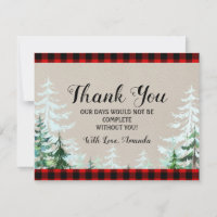 Lumberjack Red Kariert Baby Dusche Danke Karte