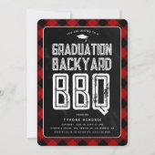 Lumberjack Red Kariert Backyard GRILLEN Graduation Einladung (Vorderseite)