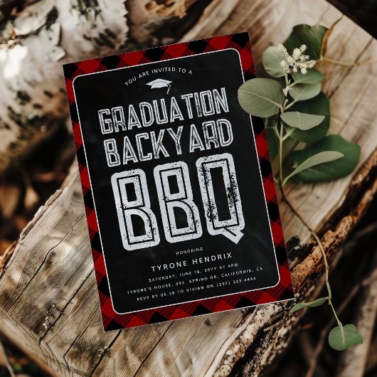 Lumberjack Red Kariert Backyard GRILLEN Graduation Einladung
