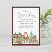 Lumberjack Rustic Bear Woodland Boy Baby Dusche Einladung (Stehend Vorderseite)