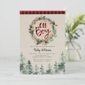 Lumberjack Rustic Boy Baby Dusche Einladung (Stehend Vorderseite)