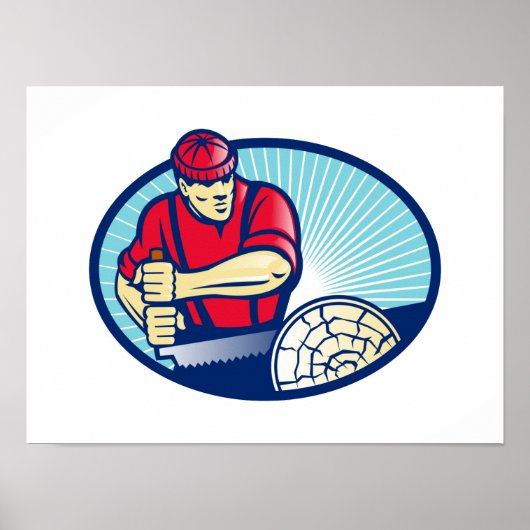 Lumberjack Sawyer Logger Holzschneider Retro Poster (Vorne)