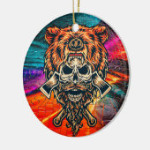 Lumberjack Schädelbär - Wilder Erlebnisgeist Keramik Ornament (Links)